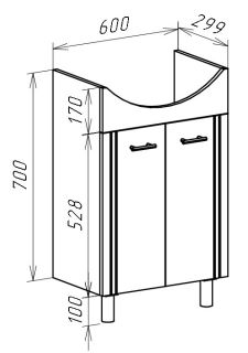 Тумба под раковину Bellezza Уют 60см бежевый 00000002084